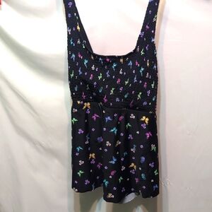 NWT California Waves Plus black butterflies smocked soft cup Tankini sz 22/24